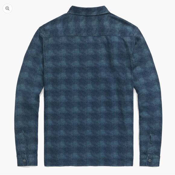 NWT RRL BY RALPH LAUREN Plaid-Print Jersey Popover Workshirt Navy/Blue Medium - Picture 2 of 13